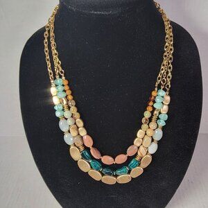 Ashley Cooper Multicolor Beaded Layered Necklace With Gold-Tone Chains